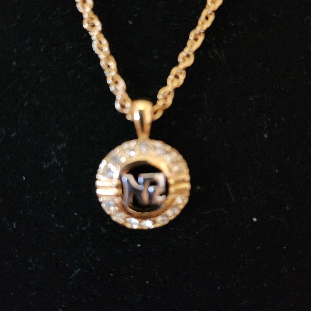 Nina Ricci Gold Rope Pendant Necklace with Crystals NWOT
